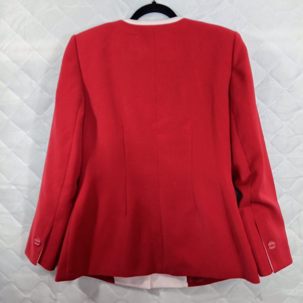 Sag Harbor Women's 2Pc Jacket & Skirt Suit Red w/White Trim, Sz 10, Lined, Chic - Picture 6 of 16